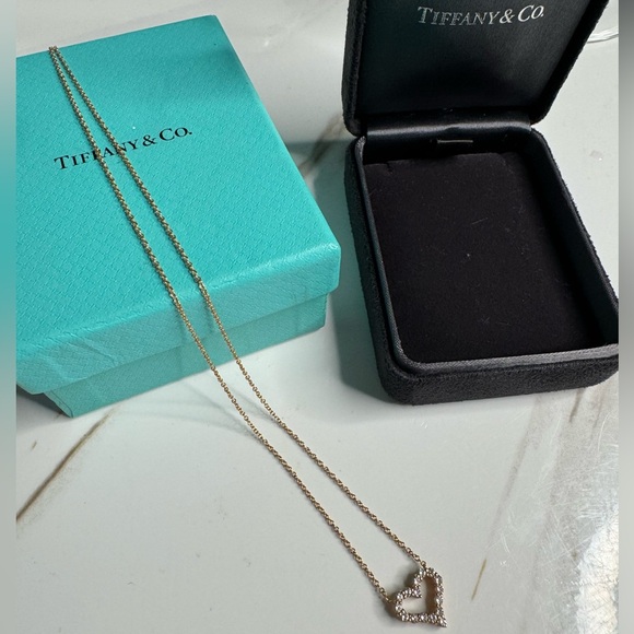 Tiffany &Co. Necklace Mini Heart Pendant Diamond 18k Pink Gold - Picture 6 of 7